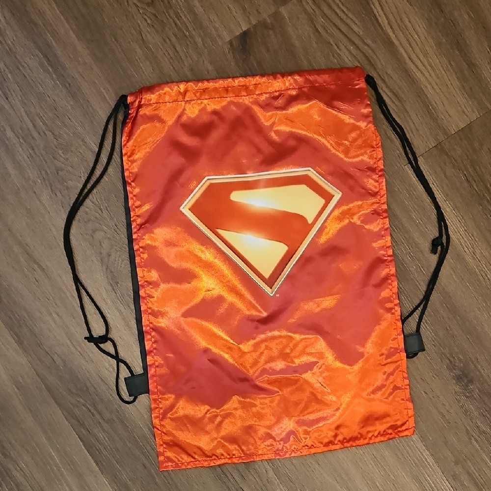 Superman Drawstring Bag Red Cape Black Bag